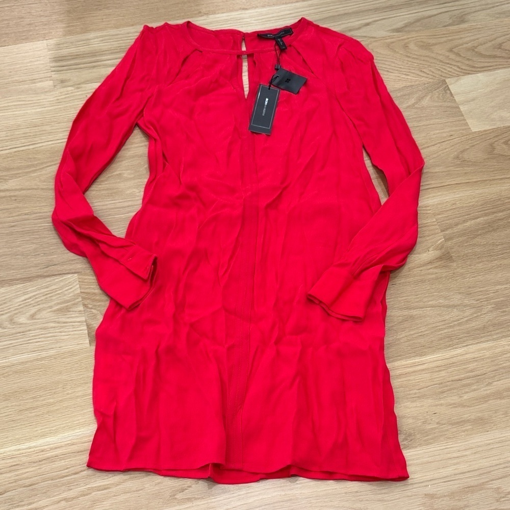 BCBGMaxAzria Vibrant Red Long Sleeve Dress